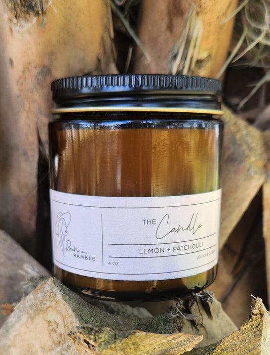 Lemon + Patchouli 20 Hr Soy Candle – Clean, Bright, and Earthy