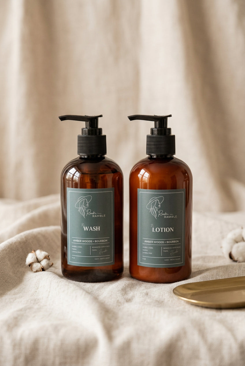 Amber Woods + Bourbon Body Care Duo
