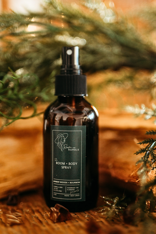 Amber Woods + Bourbon Room & Body Spray 4 oz