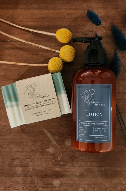 Amber Woods+ Bourbon Organic Hand & Body Lotion 8 oz