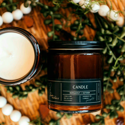 Handmade non-toxic bergamot vetiver candle